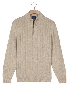 Baileys Vertical Texture Half Zip Front Drop Needle Knit Trui Kitt