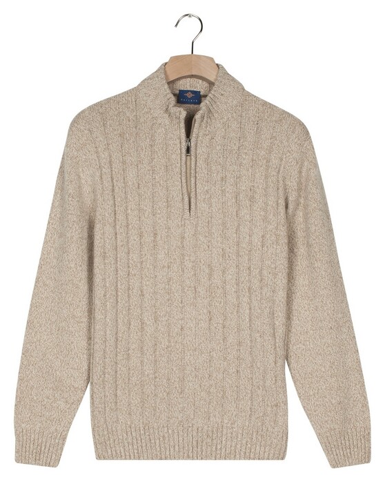 Baileys Vertical Texture Half Zip Front Drop Needle Knit Trui Kitt