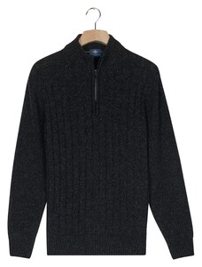 Baileys Vertical Texture Half Zip Front Drop Needle Knit Trui Navy