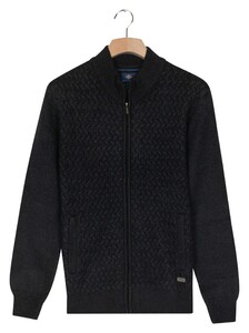 Baileys Wave Cable Knit Fullzip Single Knit Cardigan Navy