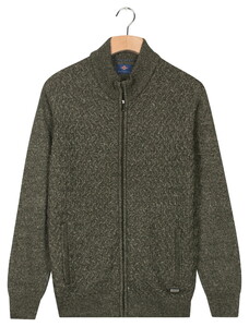 Baileys Wave Cable Knit Fullzip Single Knit Vest Donker Groen