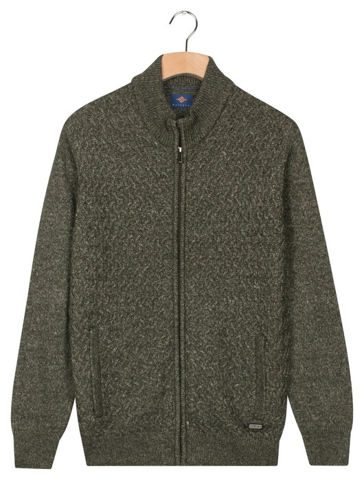 Baileys Wave Cable Knit Fullzip Single Knit Vest Donker Groen