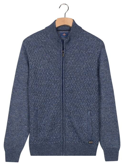 Baileys Wave Cable Knit Fullzip Single Knit Vest Mid Denim Blue