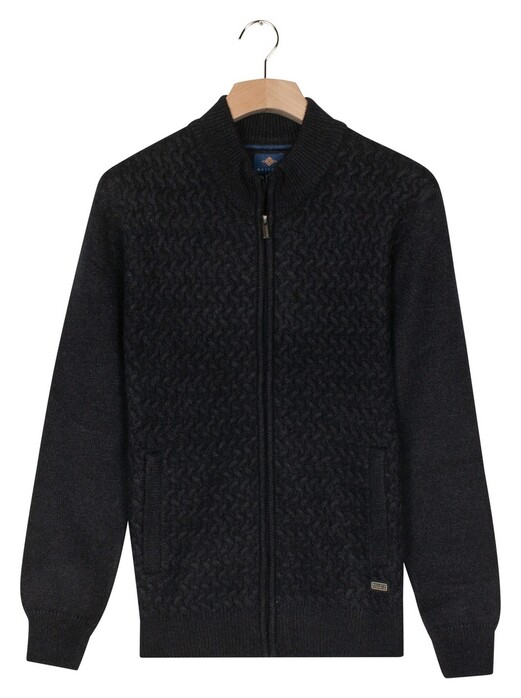 Baileys Wave Cable Knit Fullzip Single Knit Vest Navy
