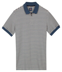Baileys Yarn Dyed Stripe Zip Collar Polo Delft Blue
