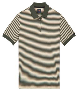 Baileys Yarn Dyed Stripe Zip Collar Polo Thyme Green