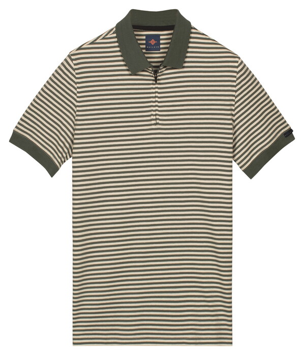 Baileys Yarn Dyed Stripe Zip Collar Polo Thyme Green