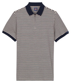 Baileys Yarn Dyed Stripe Zip Collar Poloshirt Dark Blue