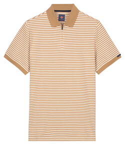 Baileys Yarn Dyed Stripe Zip Collar Poloshirt Sand