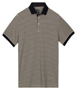 Baileys Yarn Dyed Stripes Cotton Subtle Stretch Polo Dark Blue