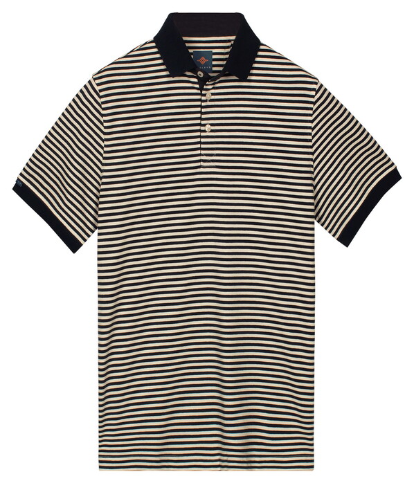 Baileys Yarn Dyed Stripes Cotton Subtle Stretch Polo Dark Blue