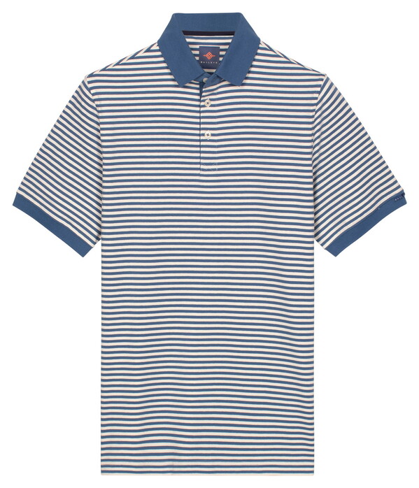 Baileys Yarn Dyed Stripes Cotton Subtle Stretch Polo Delft Blue