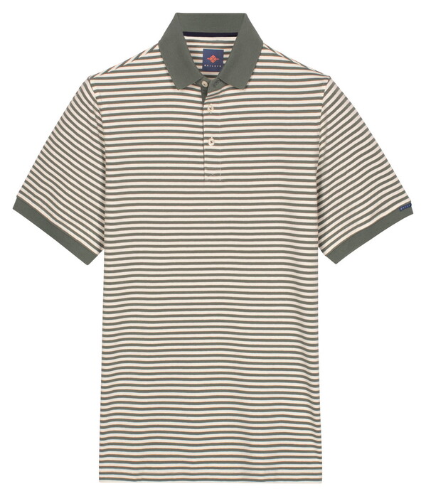 Baileys Yarn Dyed Stripes Cotton Subtle Stretch Polo Thyme Green