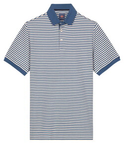 Baileys Yarn Dyed Stripes Cotton Subtle Stretch Poloshirt Delft Blue
