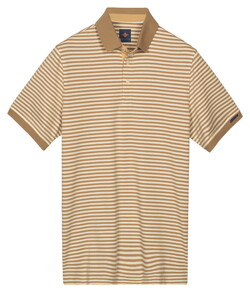 Baileys Yarn Dyed Stripes Cotton Subtle Stretch Poloshirt Sand