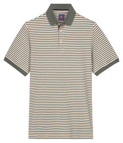 Baileys Yarn Dyed Stripes Cotton Subtle Stretch Poloshirt Thyme Green
