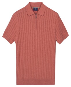 Baileys Zip Collar Drop Needle Knit Stripe Texture Polo Abrikoos