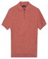 Baileys Zip Collar Drop Needle Knit Stripe Texture Polo Abrikoos