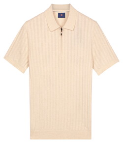 Baileys Zip Collar Drop Needle Knit Stripe Texture Polo Marshmallow