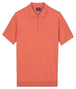 Baileys Zip Collar Jersey Knit Short Sleeve Polo Abrikoos