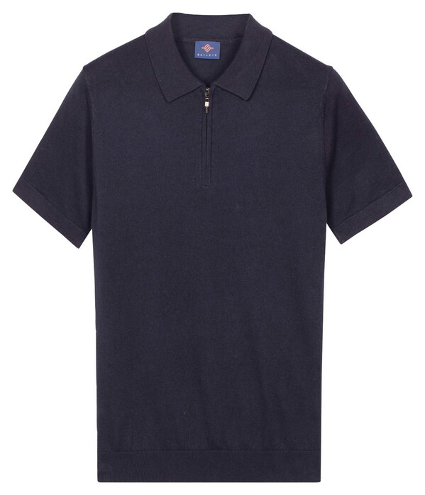 Baileys Zip Collar Jersey Knit Short Sleeve Polo Navy