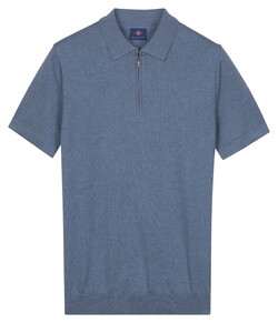 Baileys Zip Collar Jersey Knit Short Sleeve Polo Riviera Blue