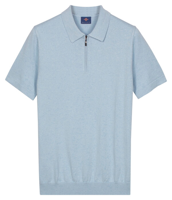 Baileys Zip Collar Jersey Knit Short Sleeve Polo Soft Blue