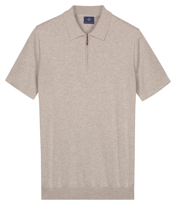 Baileys Zip Collar Jersey Knit Short Sleeve Polo Soft Grey