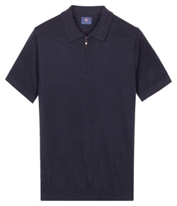 Baileys Zip Collar Jersey Knit Short Sleeve Poloshirt Navy