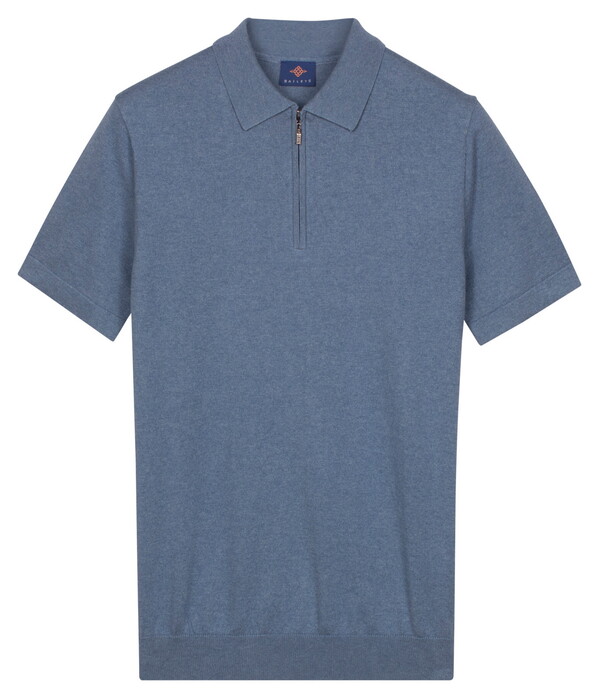 Baileys Zip Collar Jersey Knit Short Sleeve Poloshirt Riviera Blue