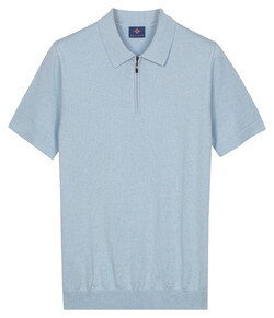 Baileys Zip Collar Jersey Knit Short Sleeve Poloshirt Soft Blue