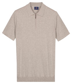 Baileys Zip Collar Jersey Knit Short Sleeve Poloshirt Soft Grey