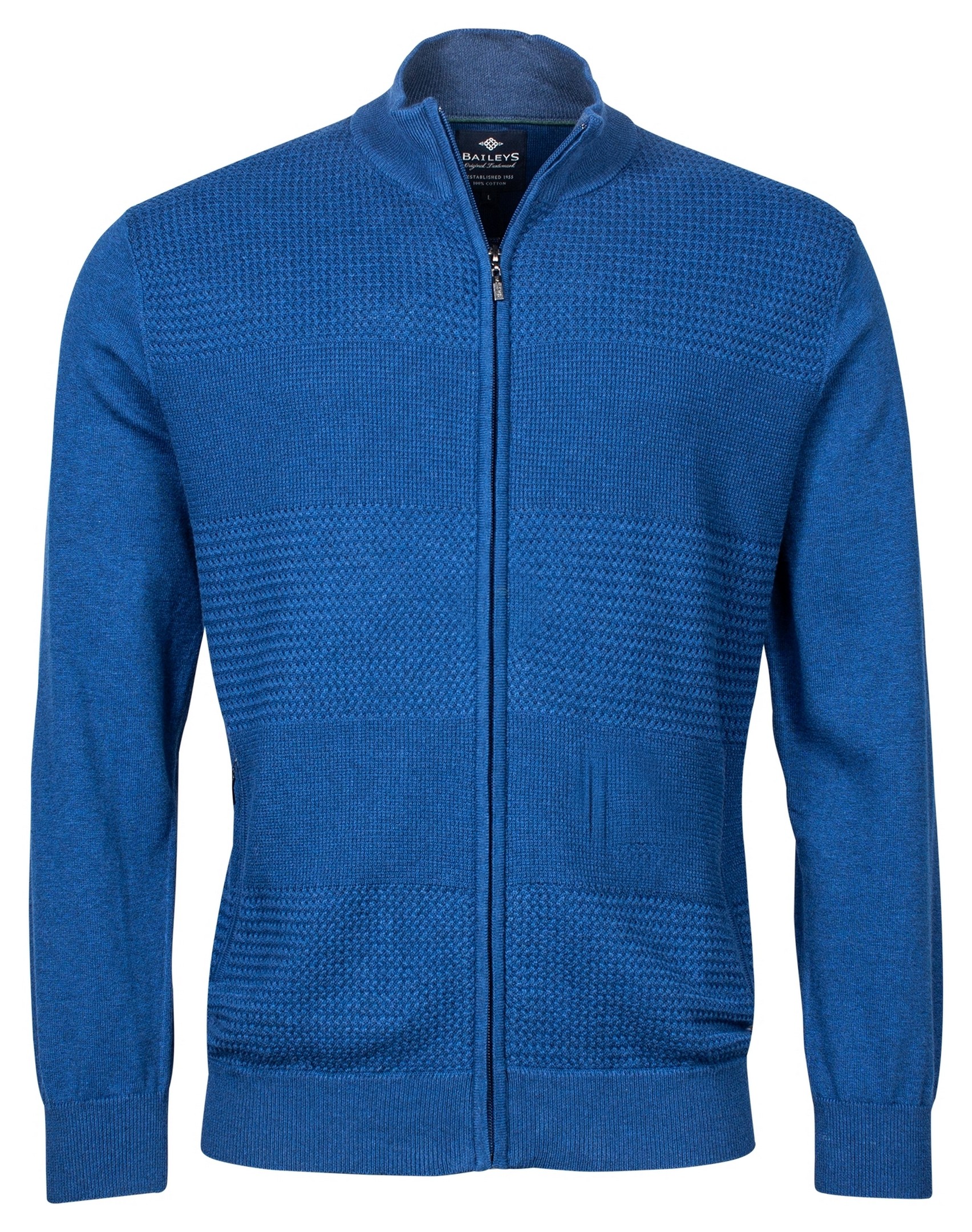 Baileys Zipper Vest Front Part Fine Structure in kleur Cobalt Jan