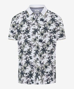 Brax Perry Hi-Flex Piqué Leaves Pattern Polo Wit-Groen