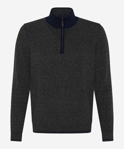 Brax Steffen Zip Collar Pullover Olive Green