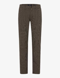 Brax Thilo Wool Look Soft Motion Comfort Waistband Mini Pied-de-Poule Broek Bruin