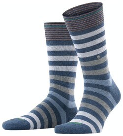 Burlington Blackpool Striped Socks Dark Blue Extra Melange