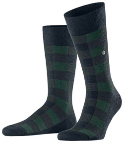 Burlington Buffalo Check Sokken Marine