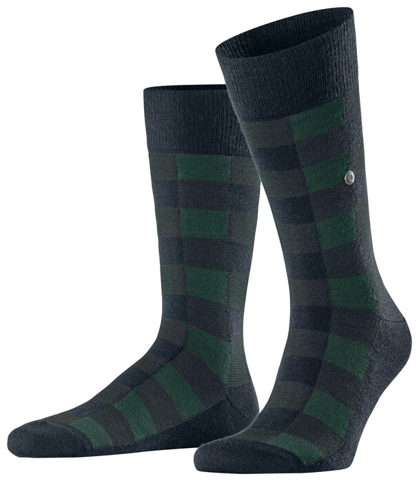 Burlington Buffalo Check Sokken Marine