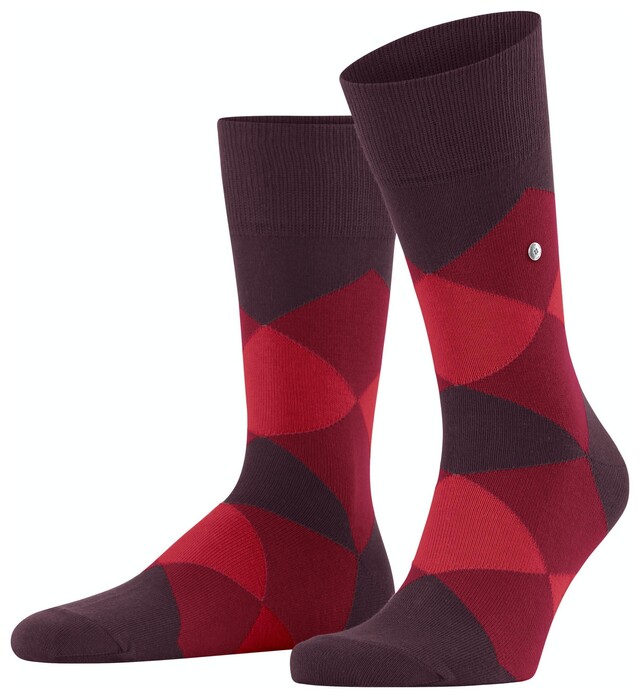 Burlington Clyde Check Sokken Claret