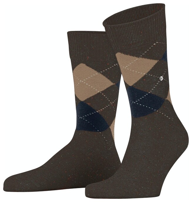 Burlington Dundee Argyle Check Sokken Buckeye Melange