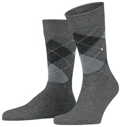 Burlington Dundee Argyle Check Sokken Carbon Melange