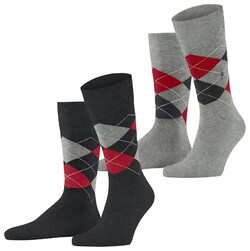 Burlington Everyday Argyle 2Pack Sokken Oil Melange