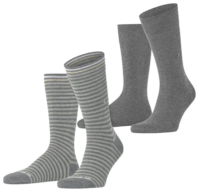 Burlington Everyday Stripe Solid 2Pack Socks Grey