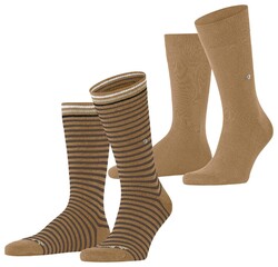 Burlington Everyday Stripe Solid 2Pack Sokken Brown Sugar