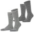 Burlington Everyday Stripe Solid 2Pack Sokken Grijs