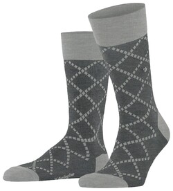 Burlington Ferry Road Fantasy Check Pattern Socks Dark Gray