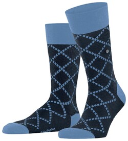 Burlington Ferry Road Fantasy Check Pattern Socks Marine