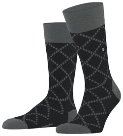 Burlington Ferry Road Fantasy Check Pattern Sokken Zwart