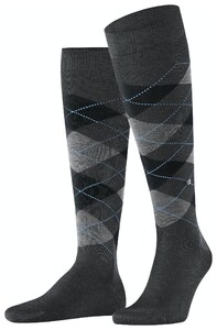 Burlington Manchester Argyle Check Socks Deep Dark Anthracite Melange